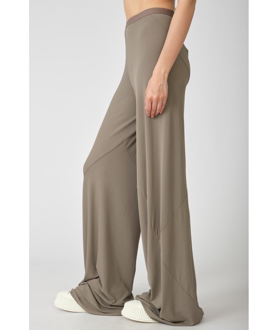 RICK OWENS Серые вискозные прямые брюки, фото 2