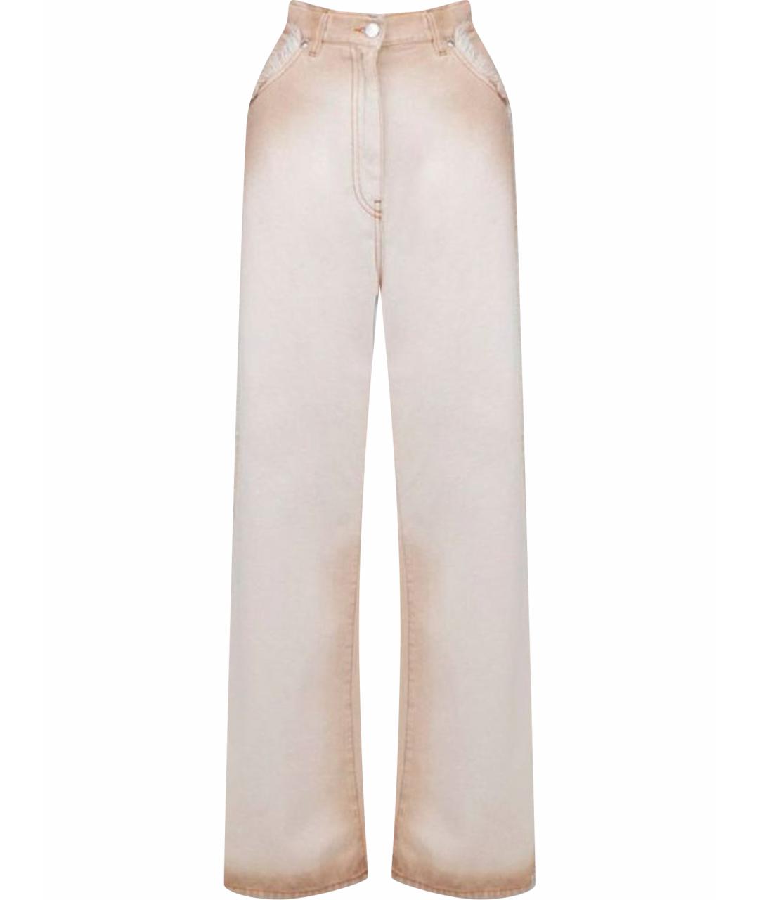 MSGM Бежевые хлопковые прямые джинсы, фото 1