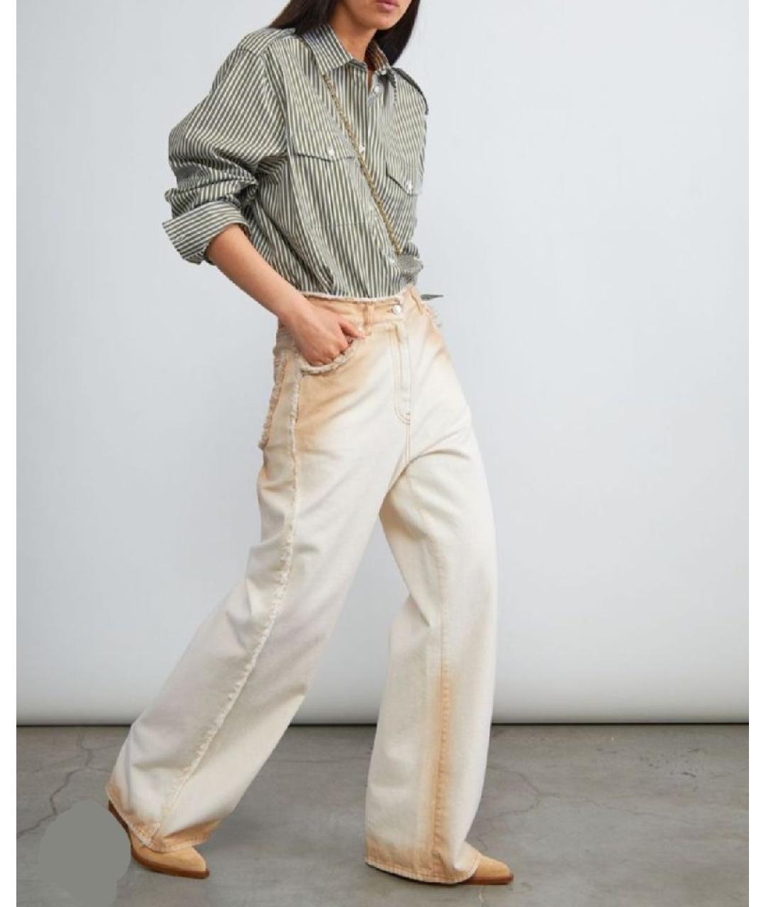 MSGM Бежевые хлопковые прямые джинсы, фото 9
