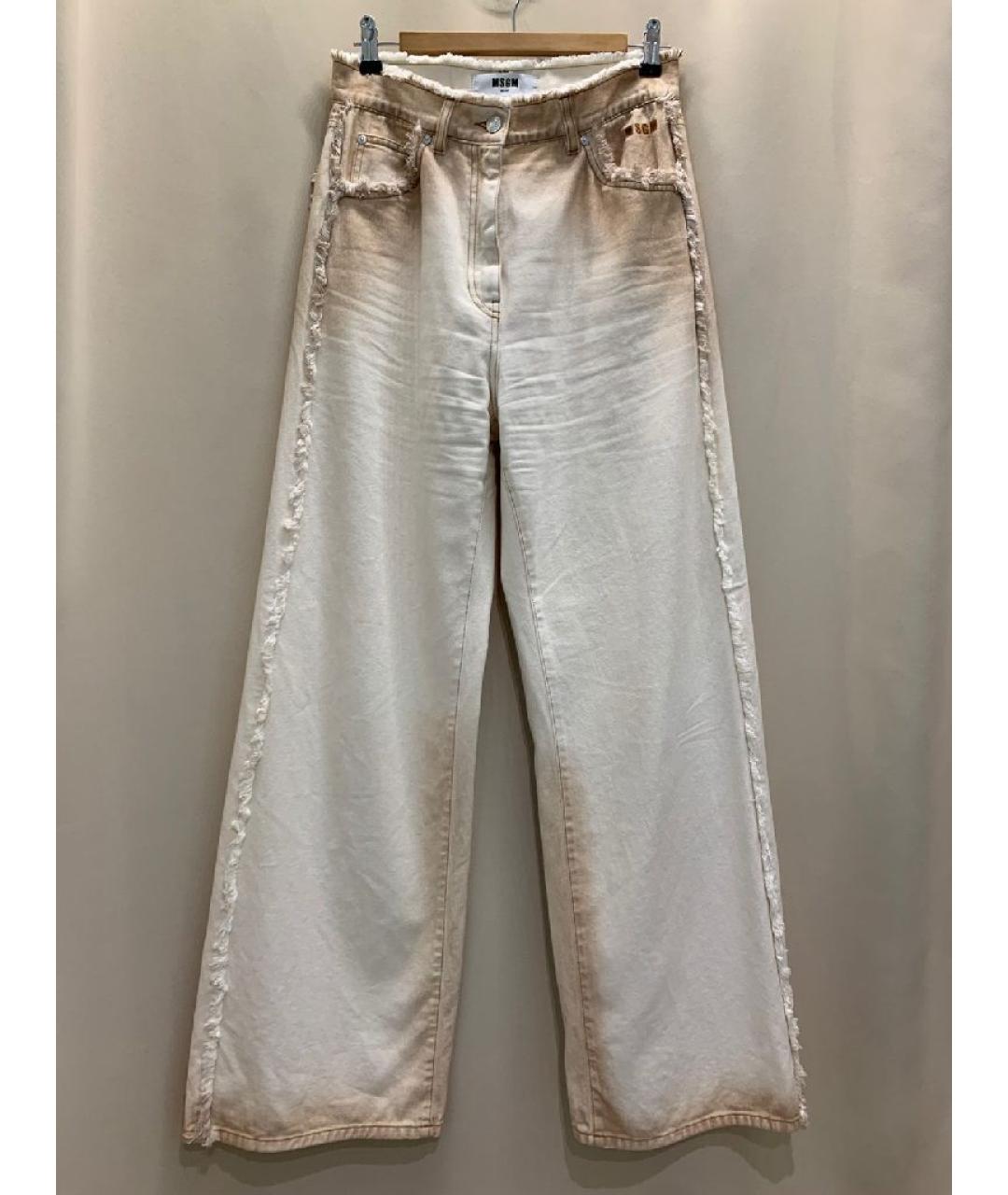 MSGM Бежевые хлопковые прямые джинсы, фото 2