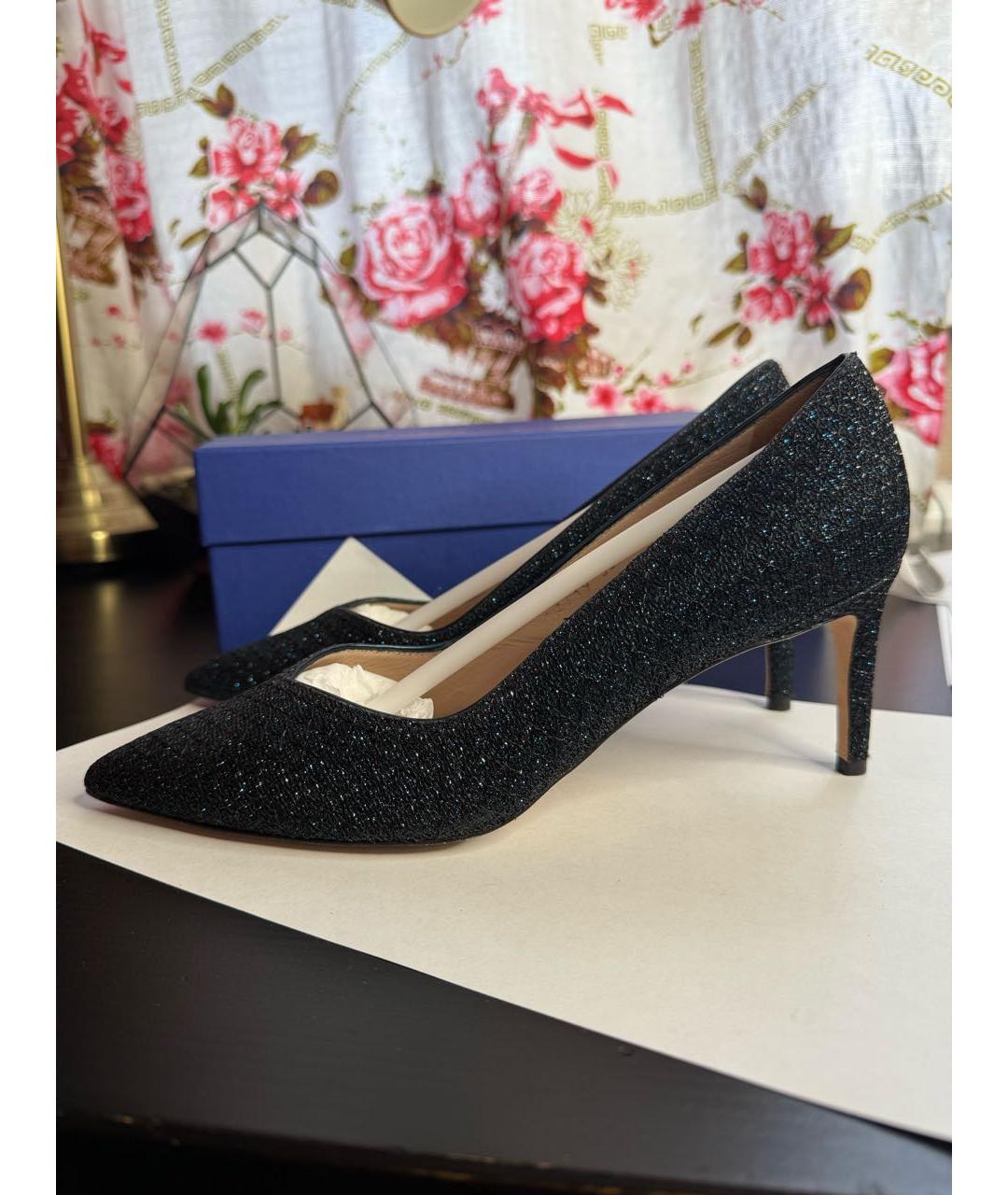 STUART WEITZMAN Темно-синие текстильные туфли, фото 5