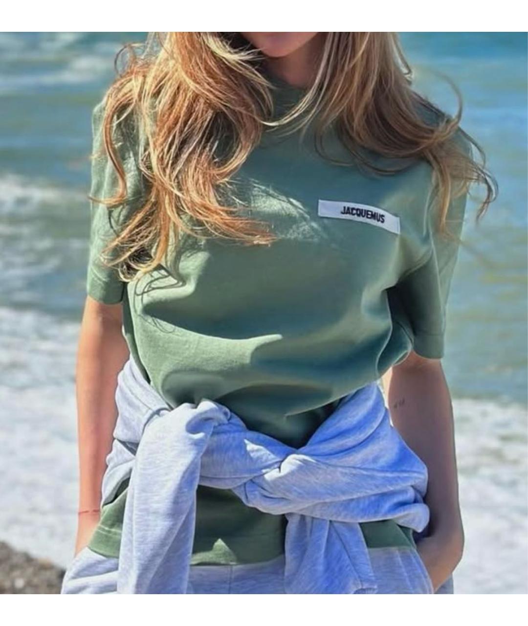 JACQUEMUS Зеленая хлопковая футболка, фото 4