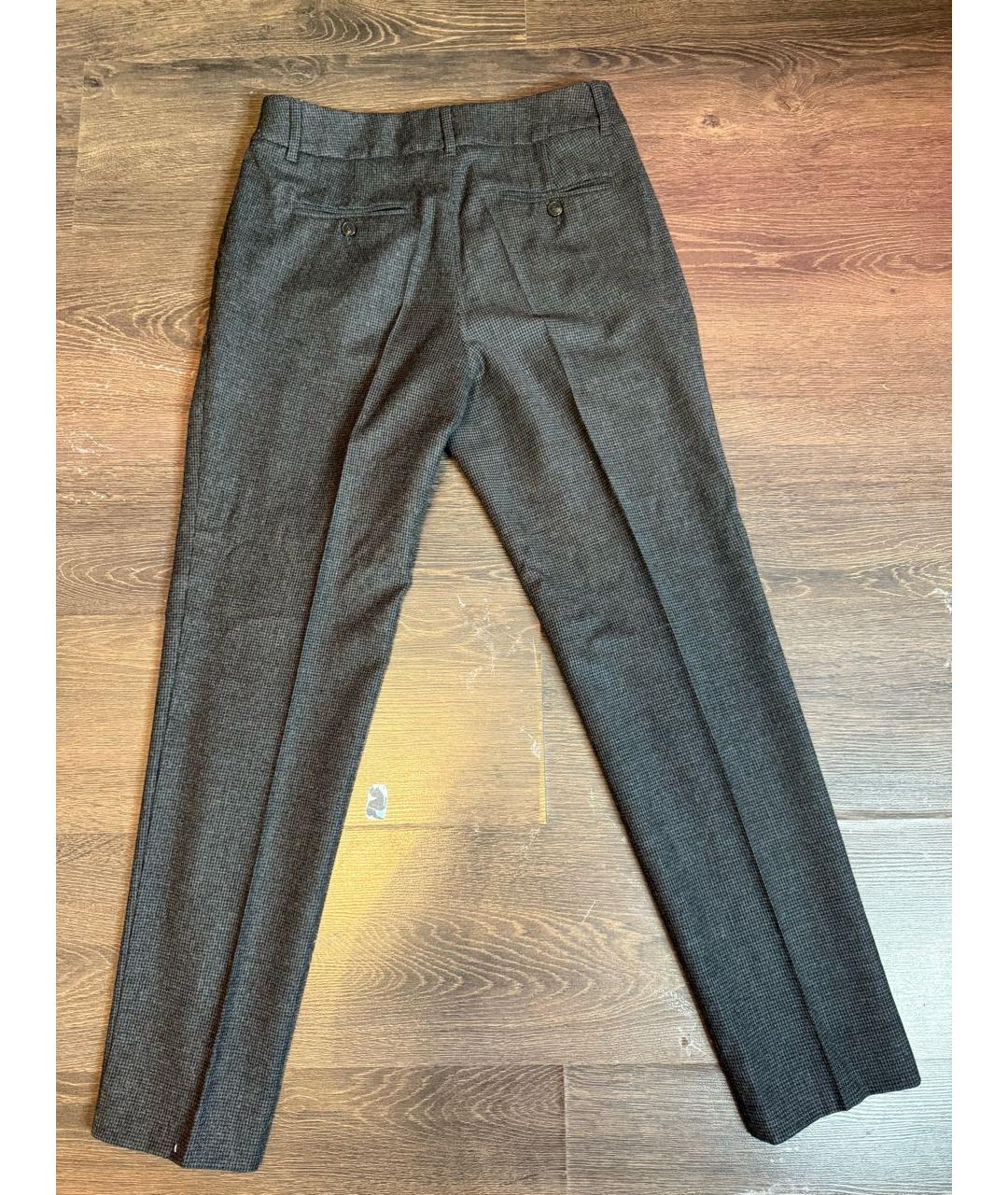 WEEKEND MAX MARA Серые шерстяные прямые брюки, фото 2
