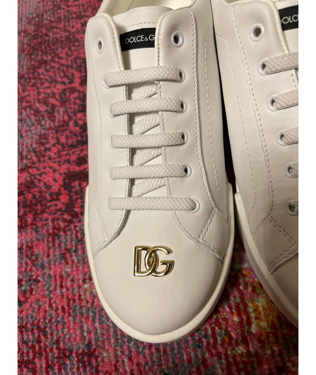 DOLCE&GABBANA Белые кожаные кроссовки, фото 6