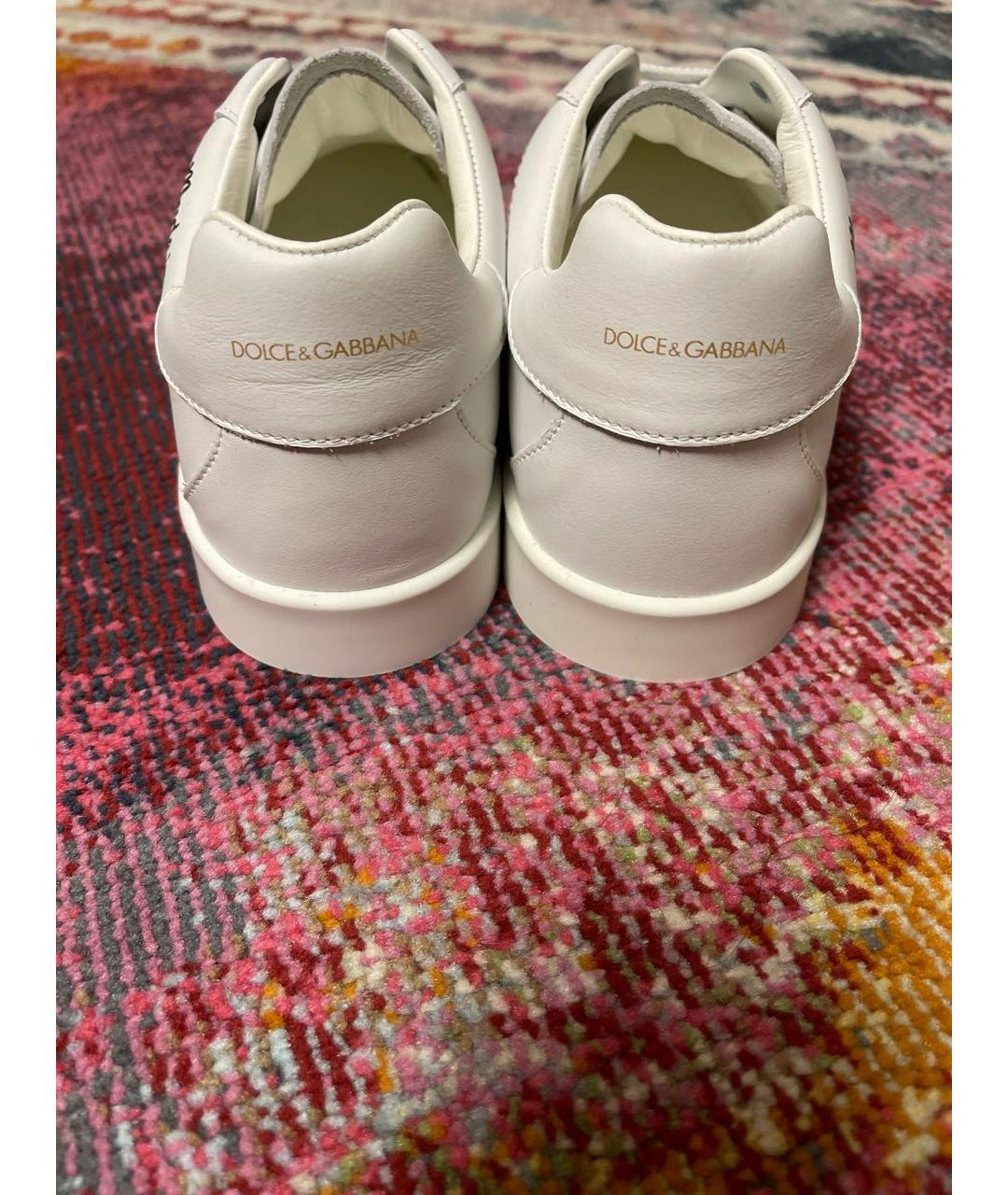 DOLCE&GABBANA Белые кожаные кроссовки, фото 4