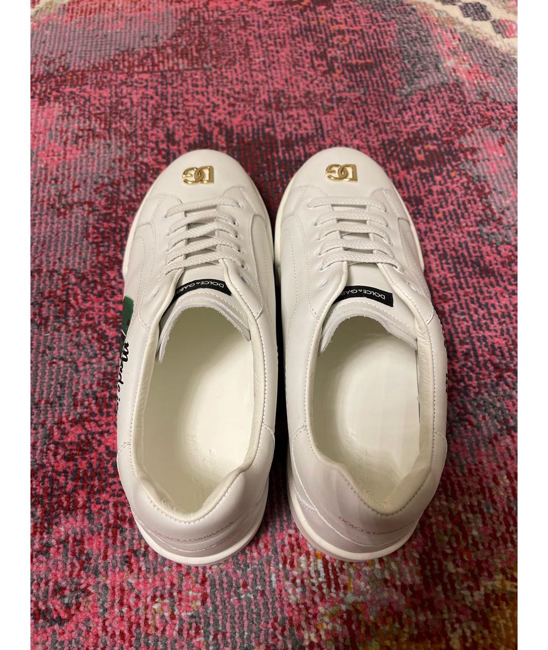DOLCE&GABBANA Белые кожаные кроссовки, фото 3