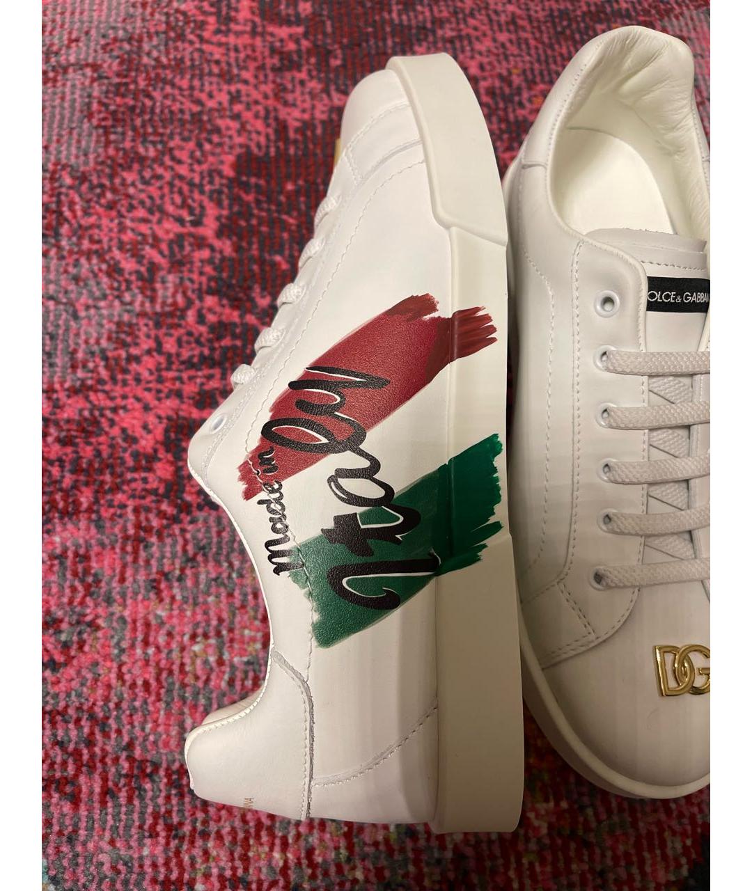 DOLCE&GABBANA Белые кожаные кроссовки, фото 7