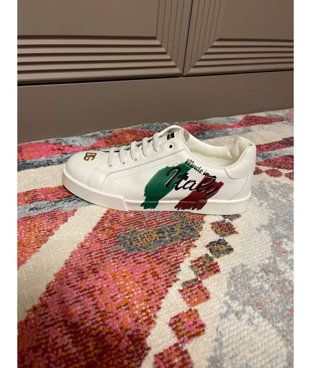 DOLCE&GABBANA Белые кожаные кроссовки, фото 8
