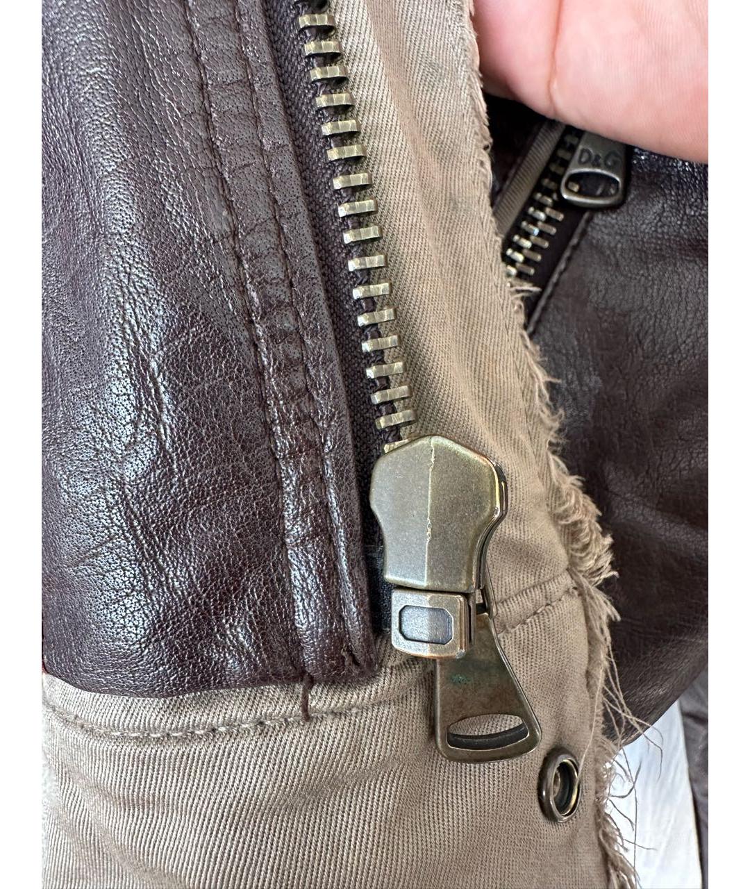 DOLCE&GABBANA Коричневая кожаная куртка, фото 8