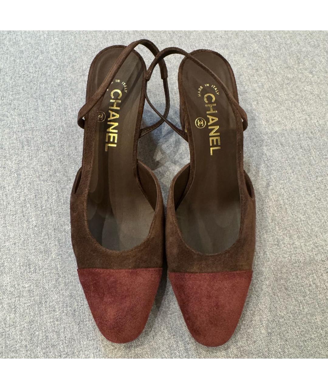 CHANEL Бордовые замшевые туфли, фото 4