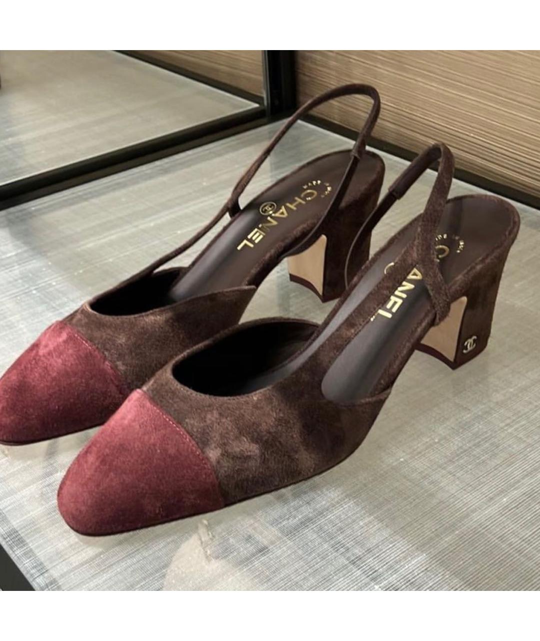 CHANEL Бордовые замшевые туфли, фото 2