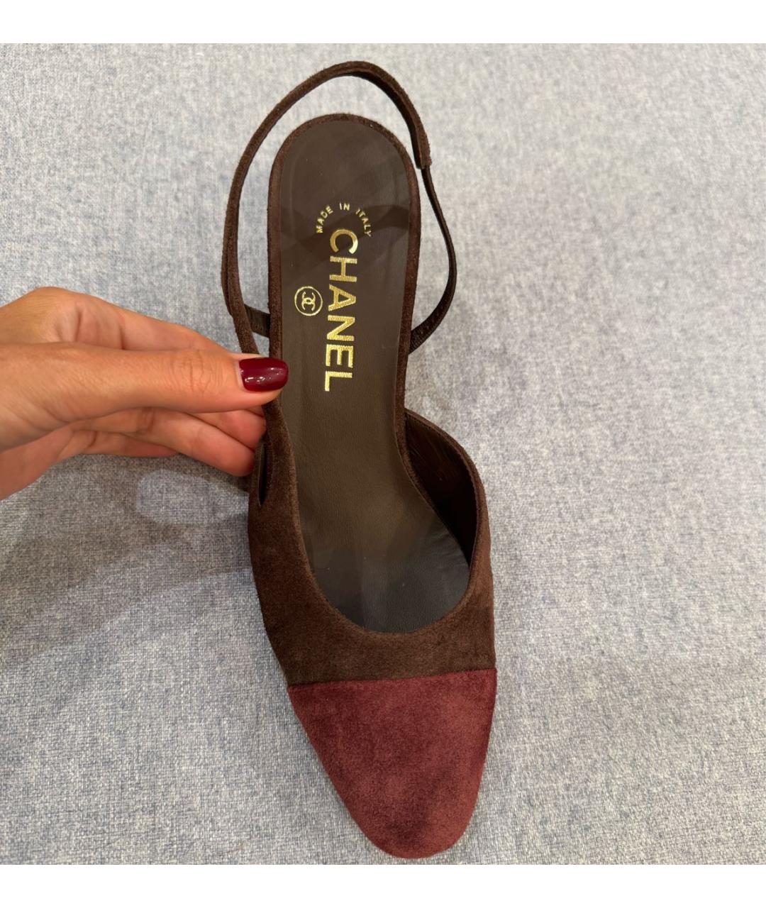 CHANEL Бордовые замшевые туфли, фото 5