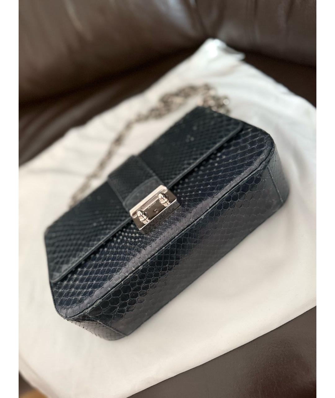 CHRISTIAN DIOR Темно-синяя сумка через плечо из экзотической кожи, фото 4