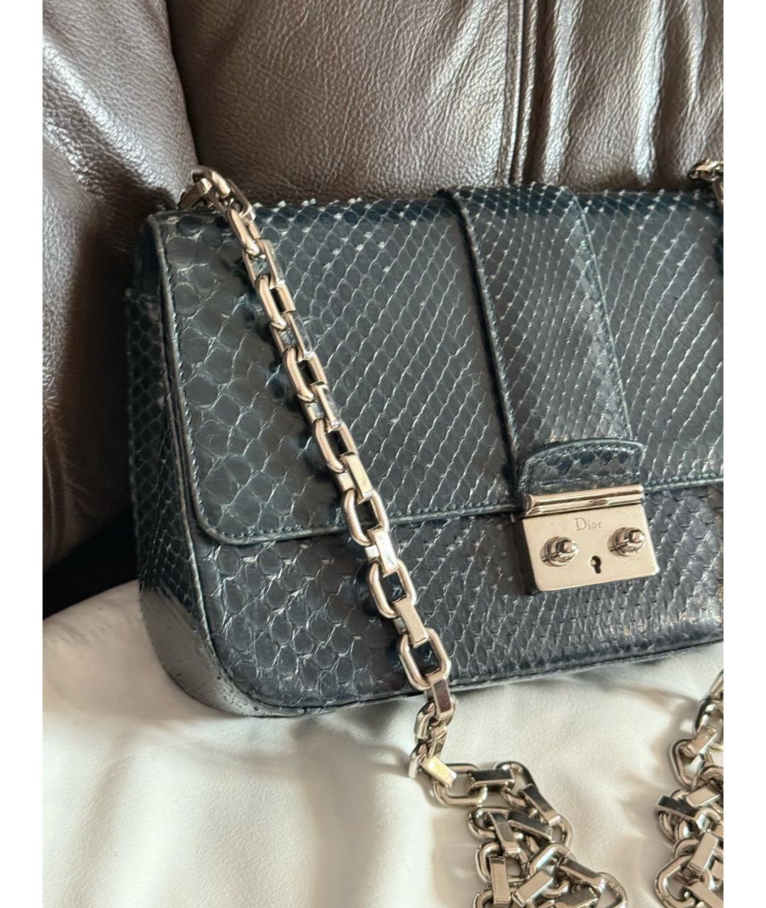 CHRISTIAN DIOR Темно-синяя сумка через плечо из экзотической кожи, фото 2