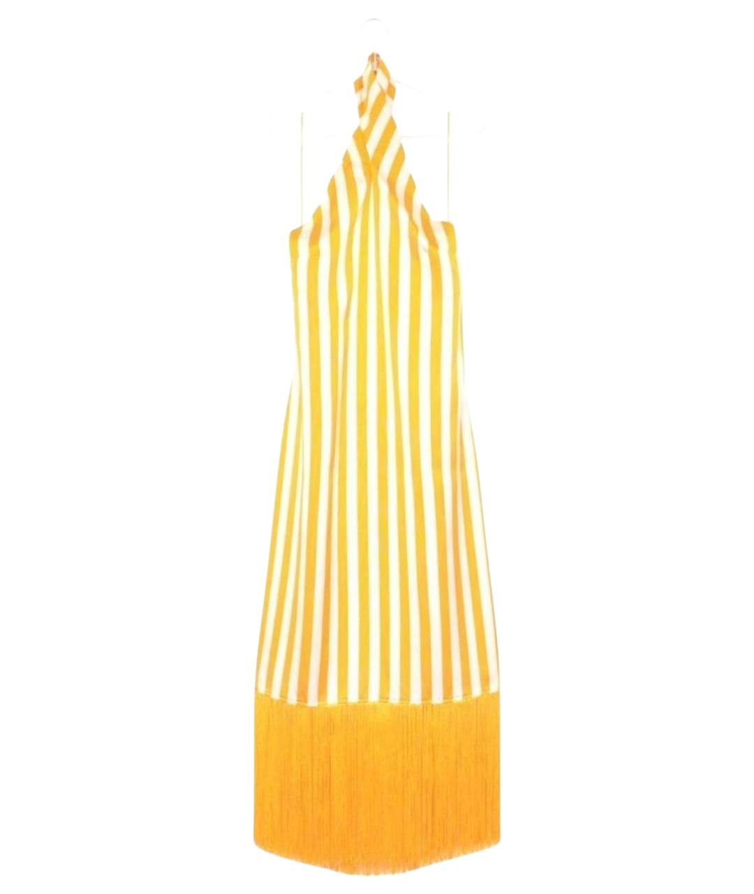 TALLER MARMO Желтое шелковое коктейльное платье, фото 1