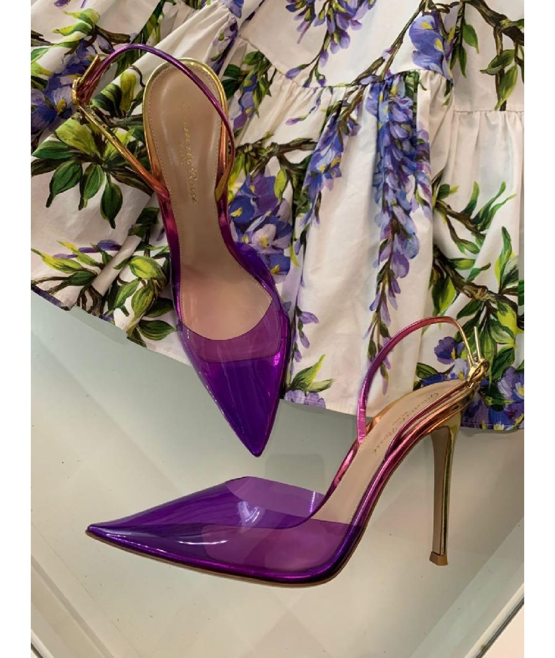 GIANVITO ROSSI Фиолетовые кожаные туфли, фото 8