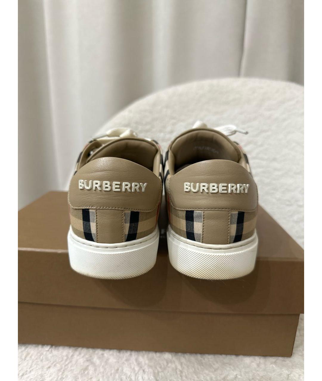BURBERRY Бежевые кожаные кеды, фото 4