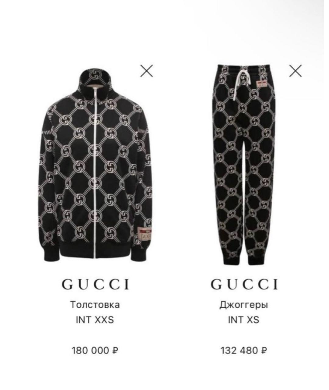 GUCCI Черный хлопковый спортивные костюмы, фото 8