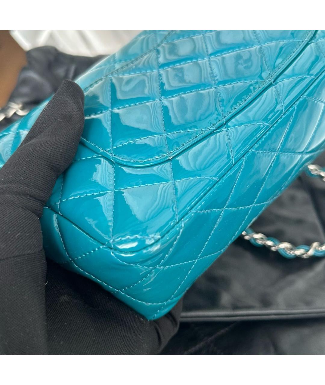 CHANEL Бирюзовая кожаная сумка через плечо, фото 4