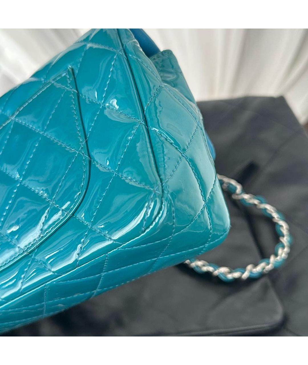 CHANEL Бирюзовая кожаная сумка через плечо, фото 7