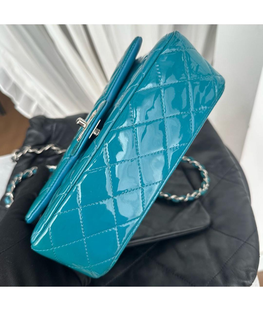 CHANEL Бирюзовая кожаная сумка через плечо, фото 3