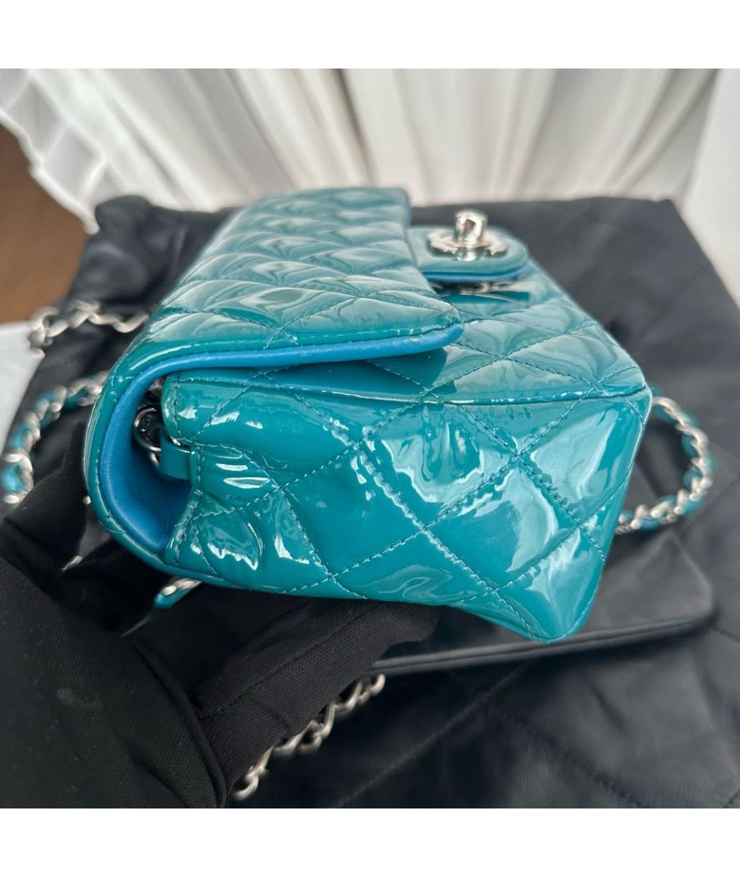 CHANEL Бирюзовая кожаная сумка через плечо, фото 5