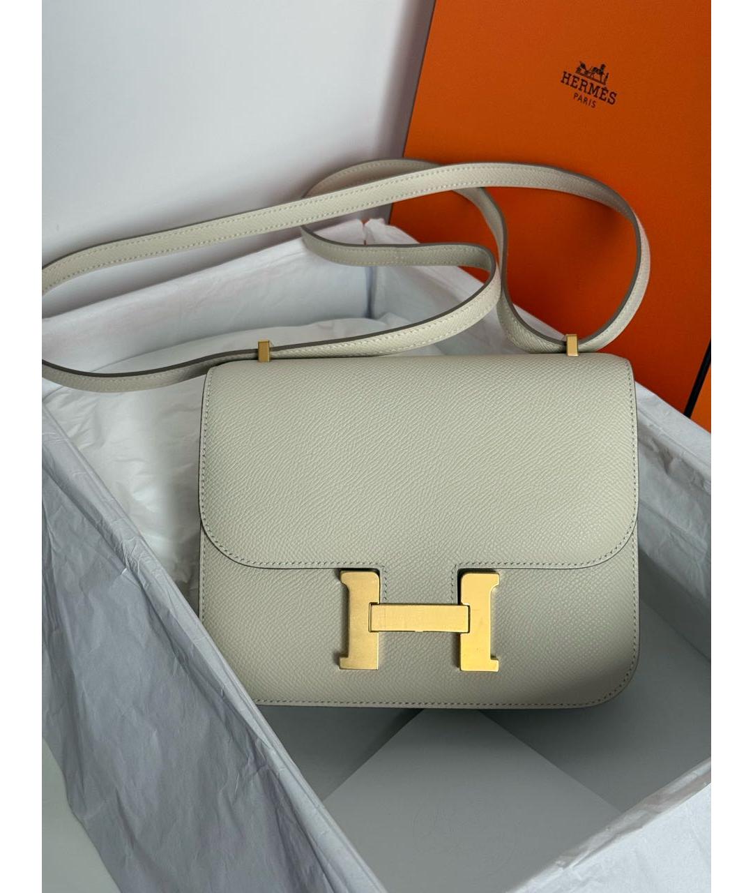 HERMES Бежевая кожаная сумка через плечо, фото 2