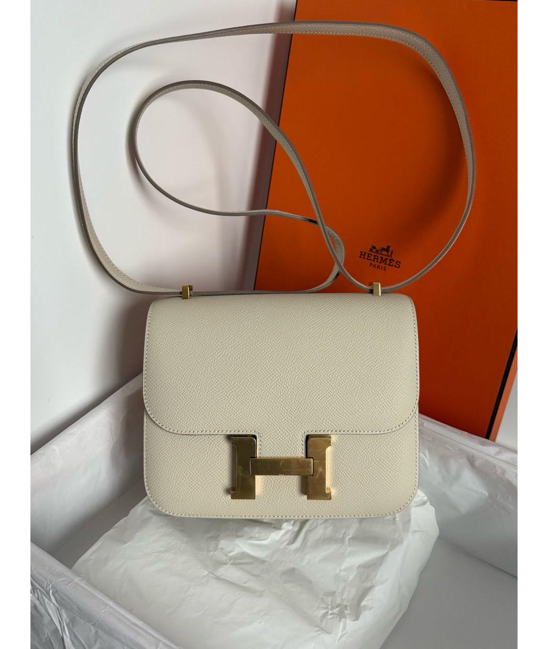 HERMES Бежевая кожаная сумка через плечо, фото 6