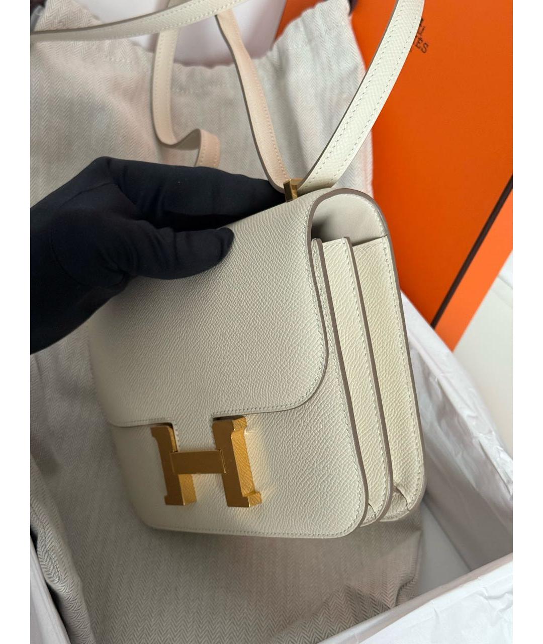 HERMES Бежевая кожаная сумка через плечо, фото 3