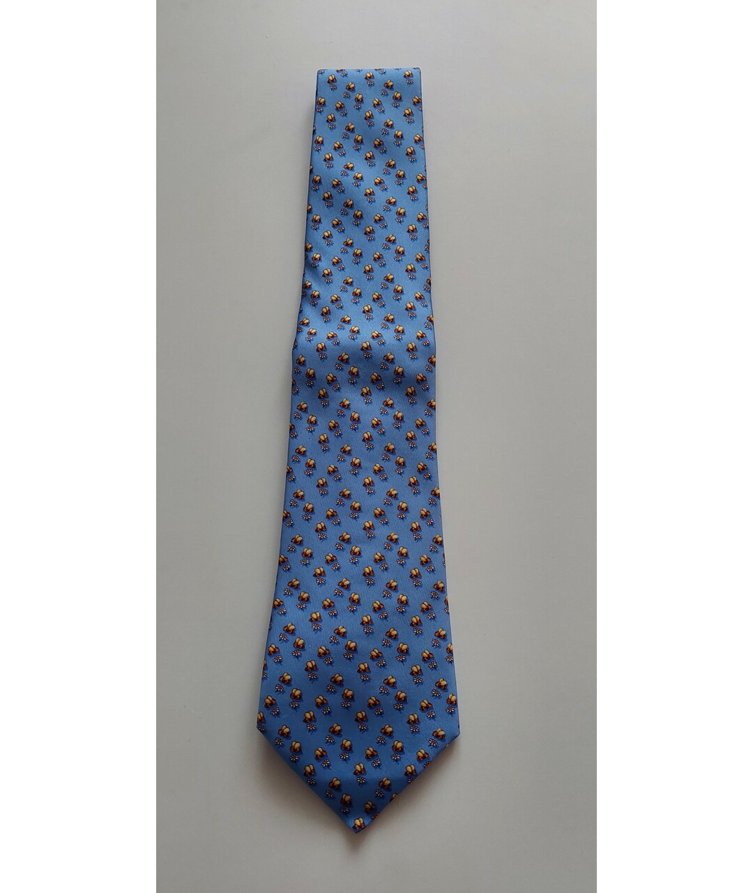 SALVATORE FERRAGAMO Голубой шелковый галстук, фото 3