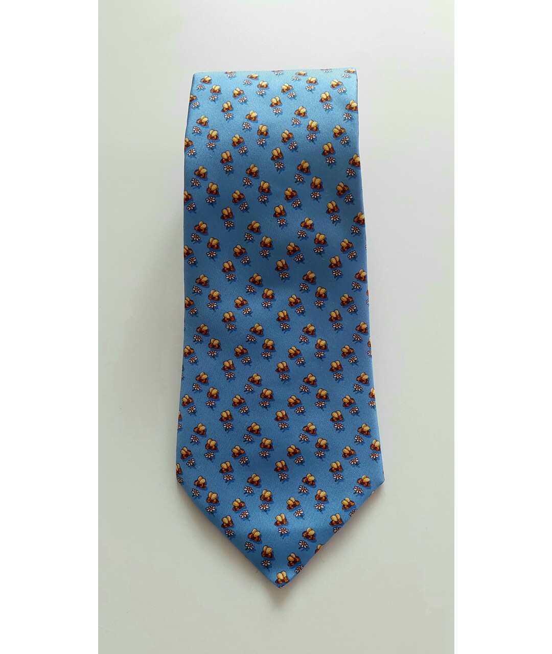 SALVATORE FERRAGAMO Голубой шелковый галстук, фото 4