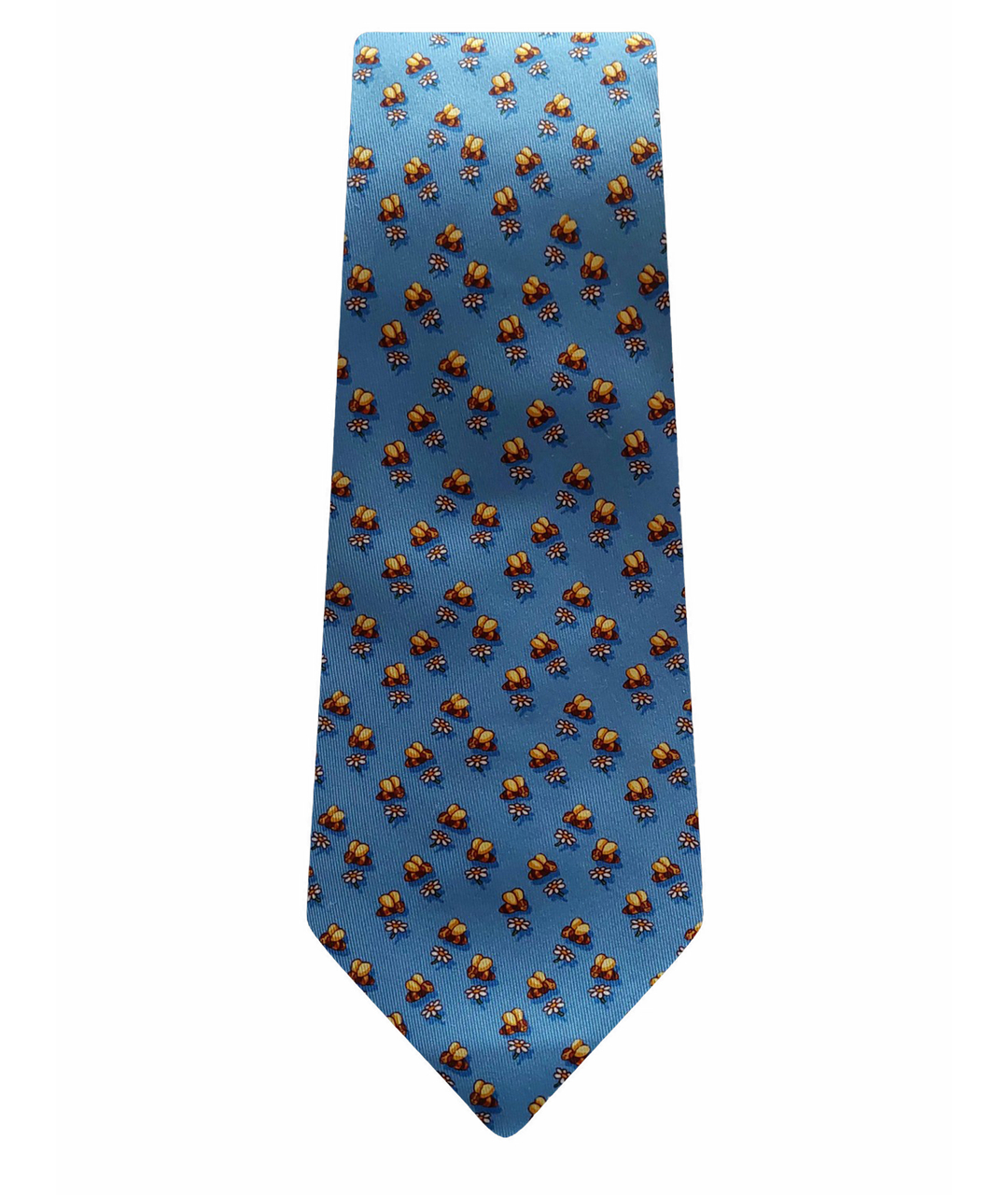 SALVATORE FERRAGAMO Голубой шелковый галстук, фото 1