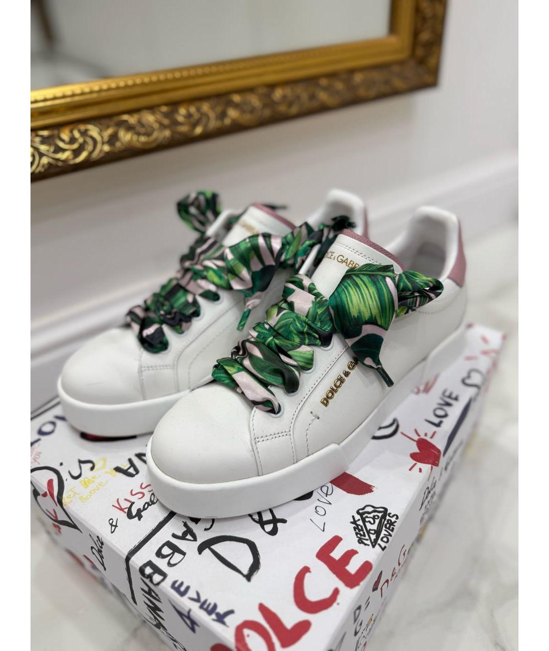DOLCE&GABBANA Белые кожаные кроссовки, фото 5