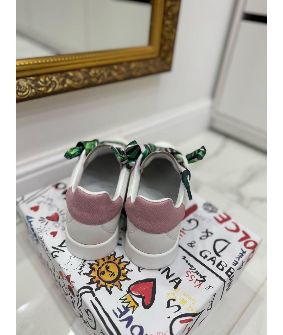 DOLCE&GABBANA Белые кожаные кроссовки, фото 7