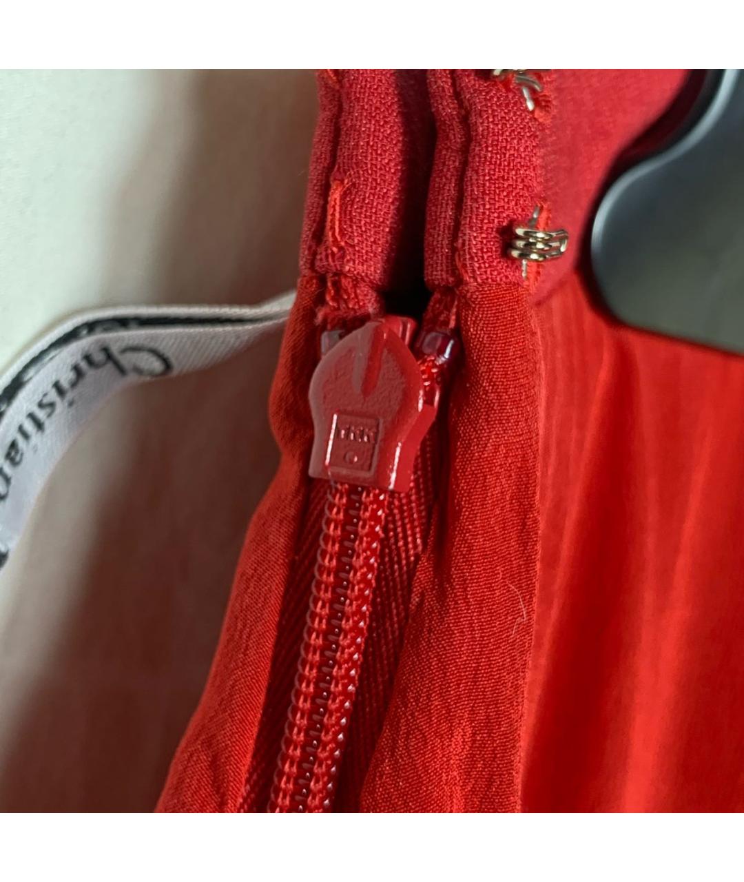 CHRISTIAN DIOR Красная шерстяная юбка макси, фото 4