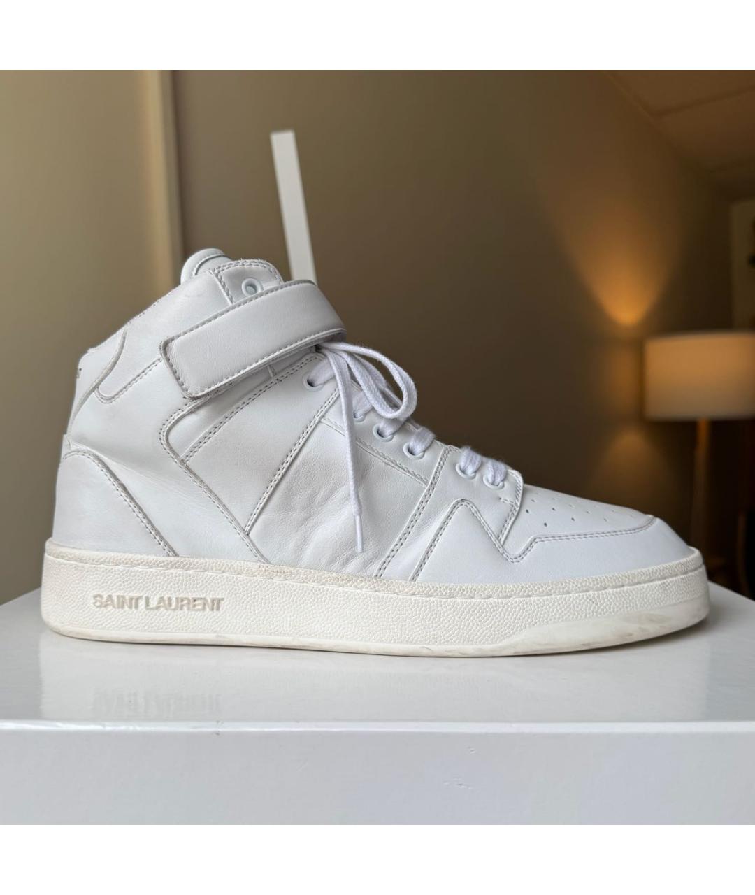 SAINT LAURENT Белые кожаные высокие кроссовки / кеды, фото 9