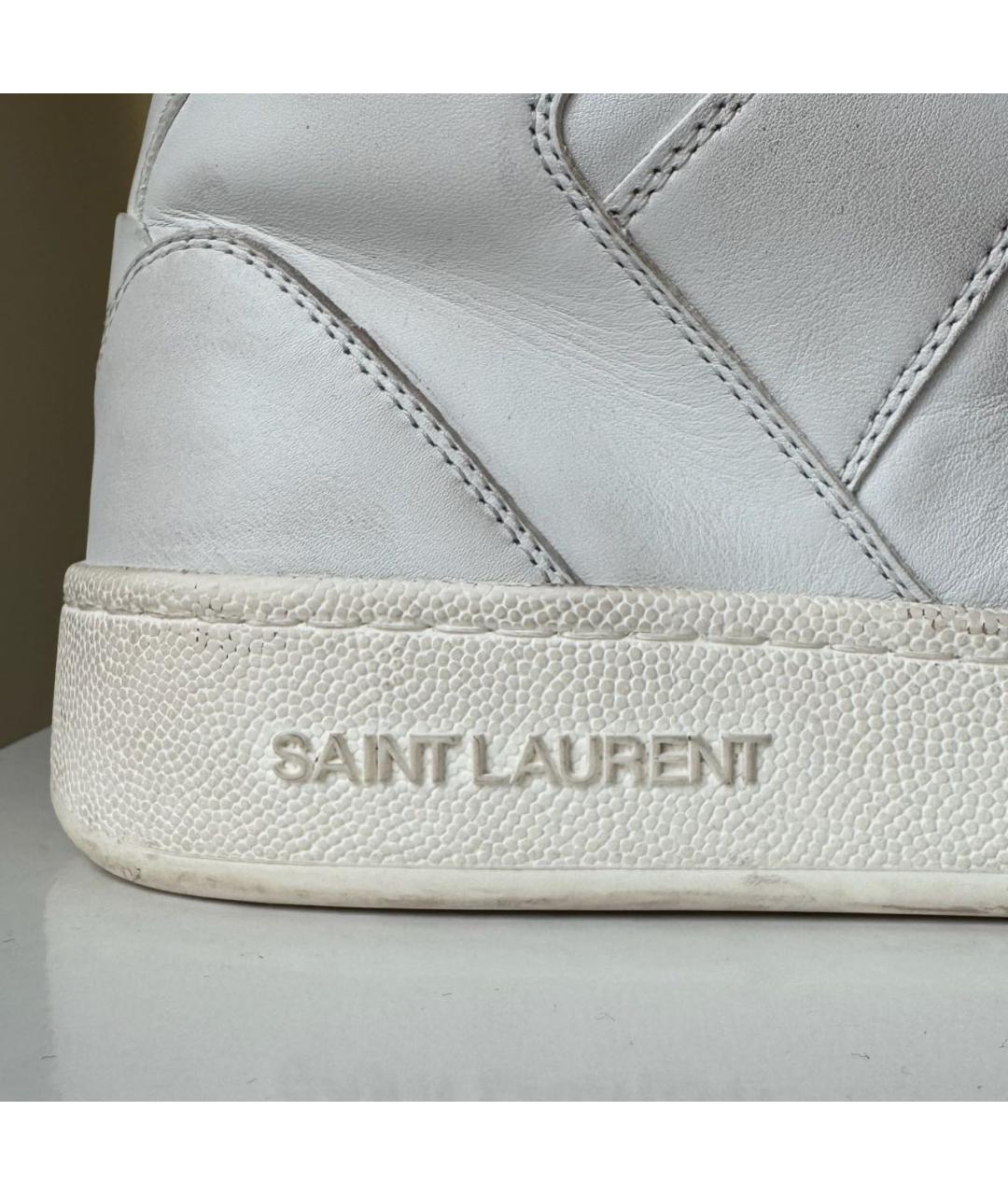 SAINT LAURENT Белые кожаные высокие кроссовки / кеды, фото 6