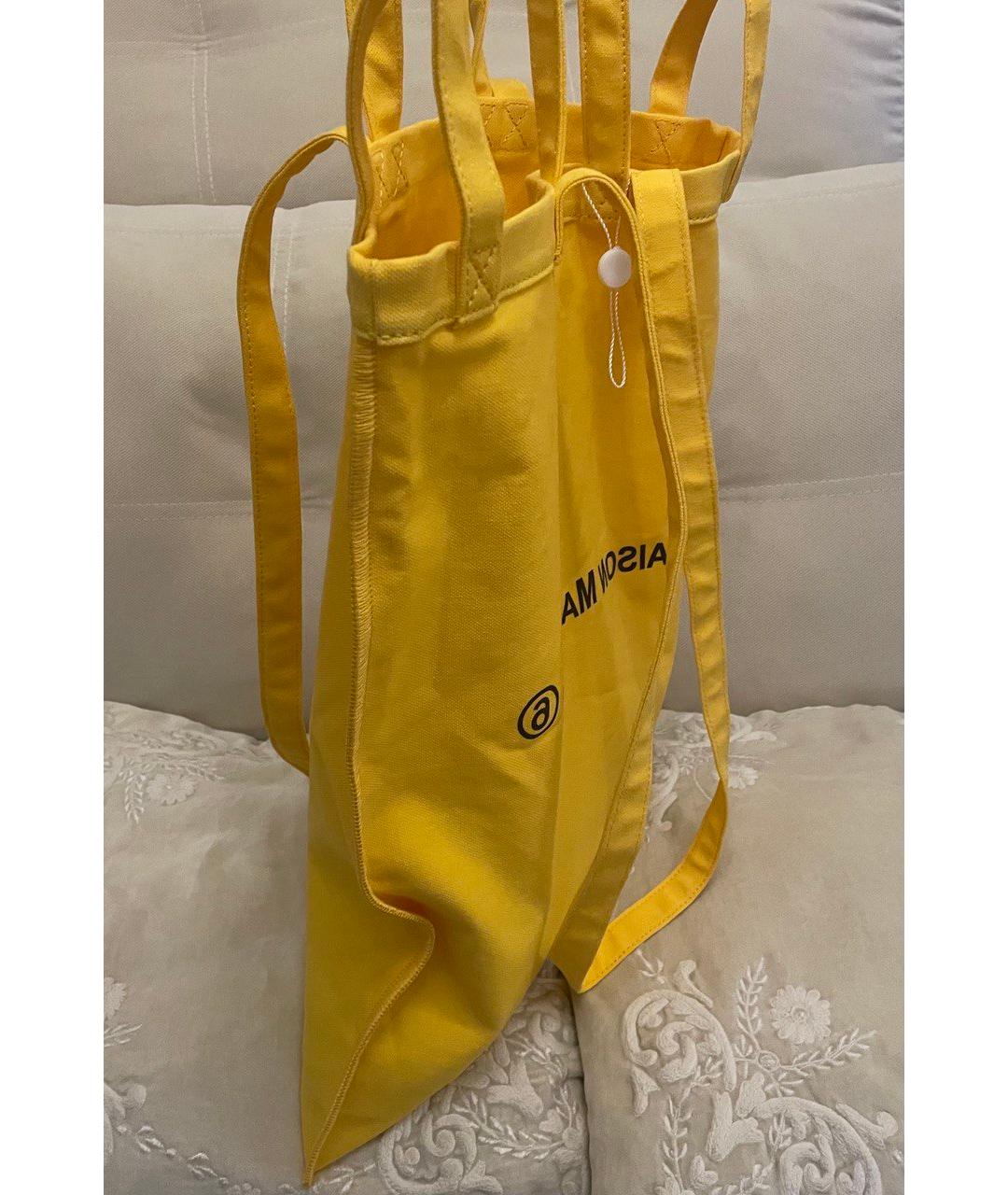 MM6 MAISON MARGIELA Желтая хлопковая пляжная сумка, фото 2