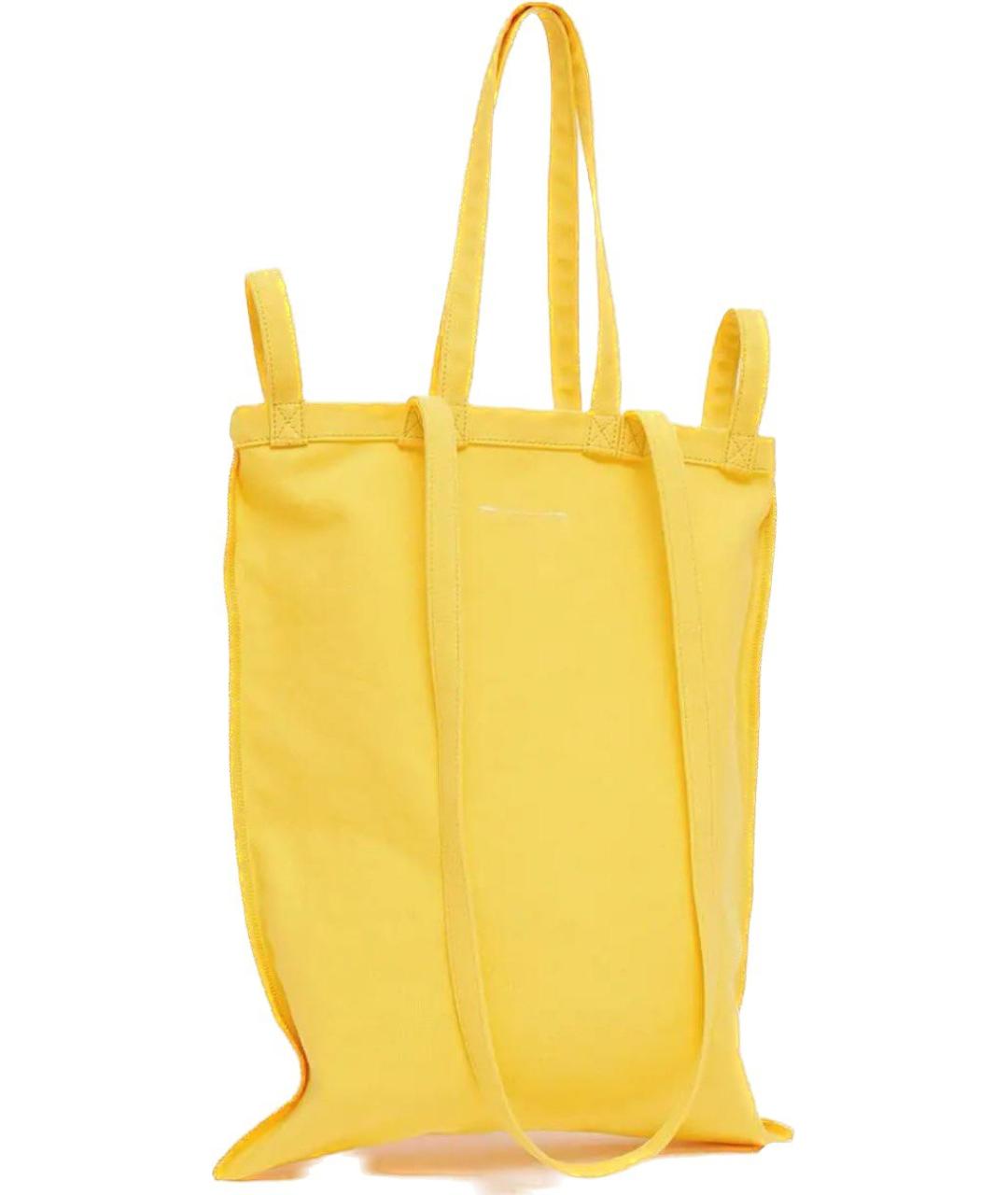 MM6 MAISON MARGIELA Желтая хлопковая пляжная сумка, фото 3