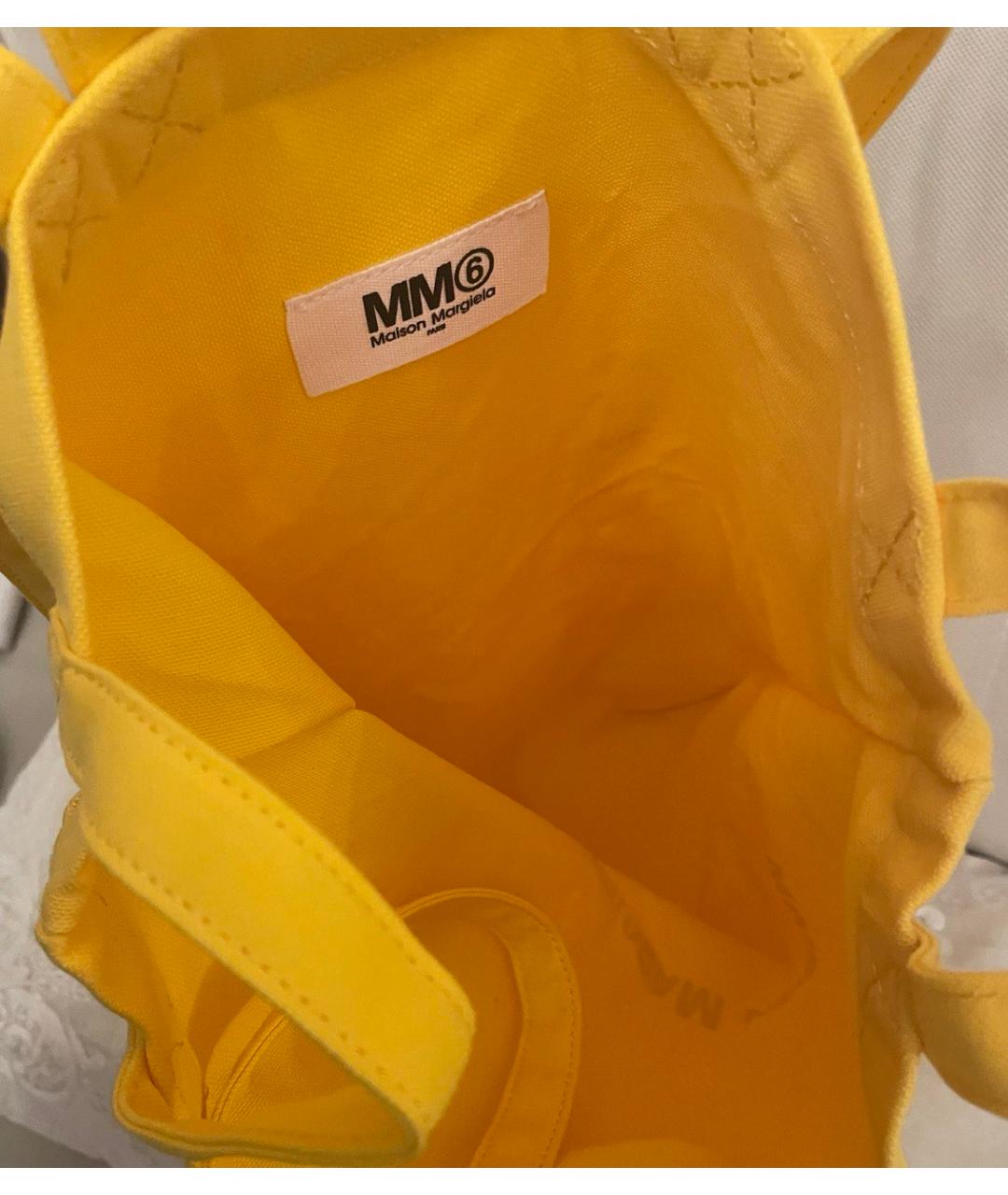 MM6 MAISON MARGIELA Желтая хлопковая пляжная сумка, фото 4