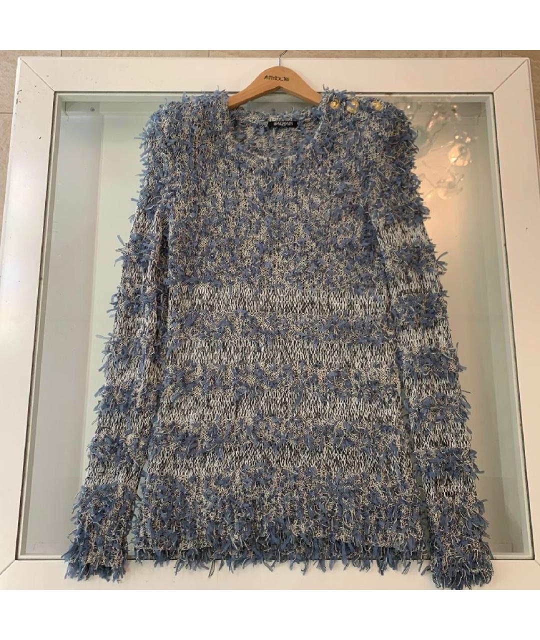 BALMAIN Голубой хлопковый джемпер / свитер, фото 10