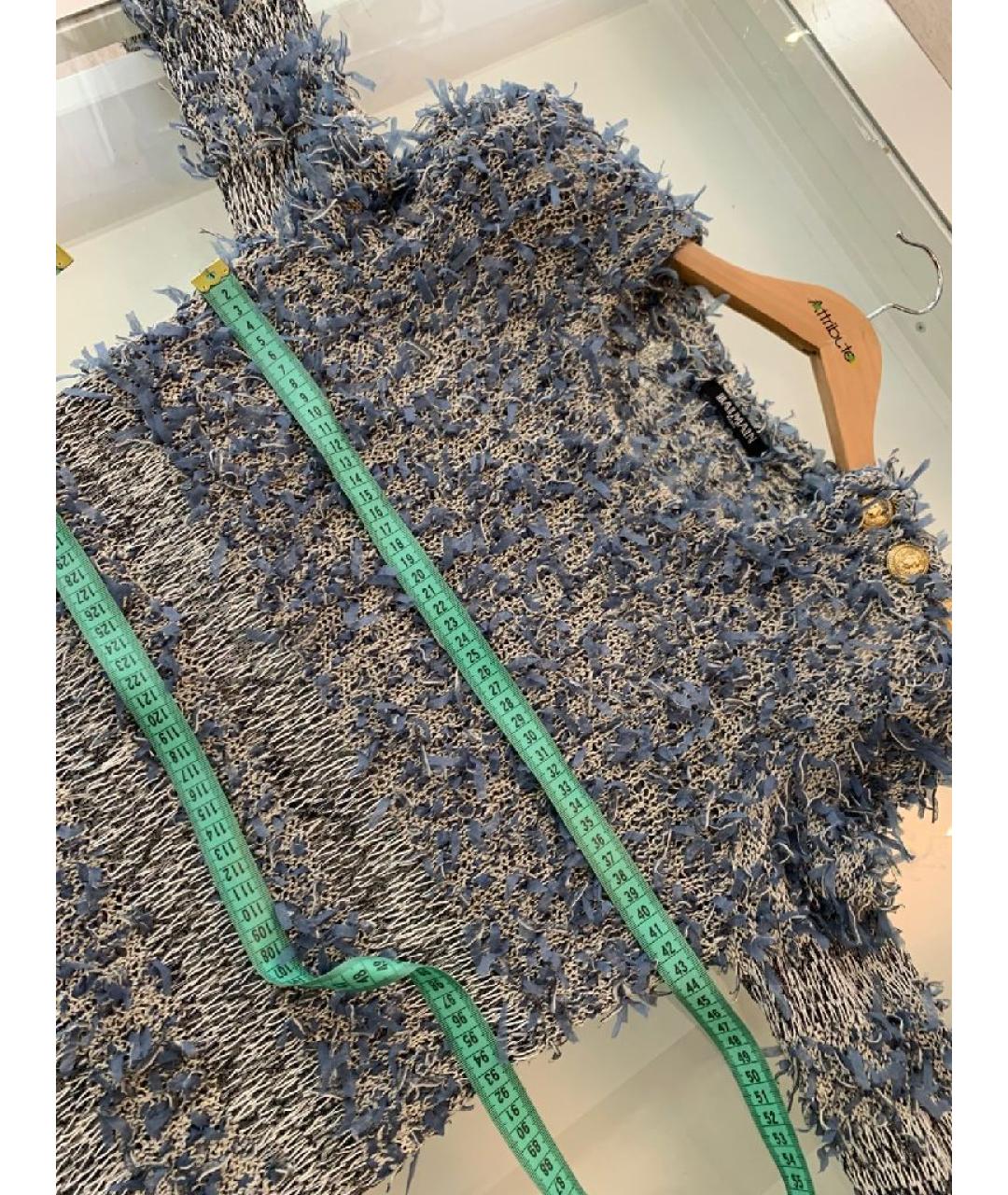 BALMAIN Голубой хлопковый джемпер / свитер, фото 6