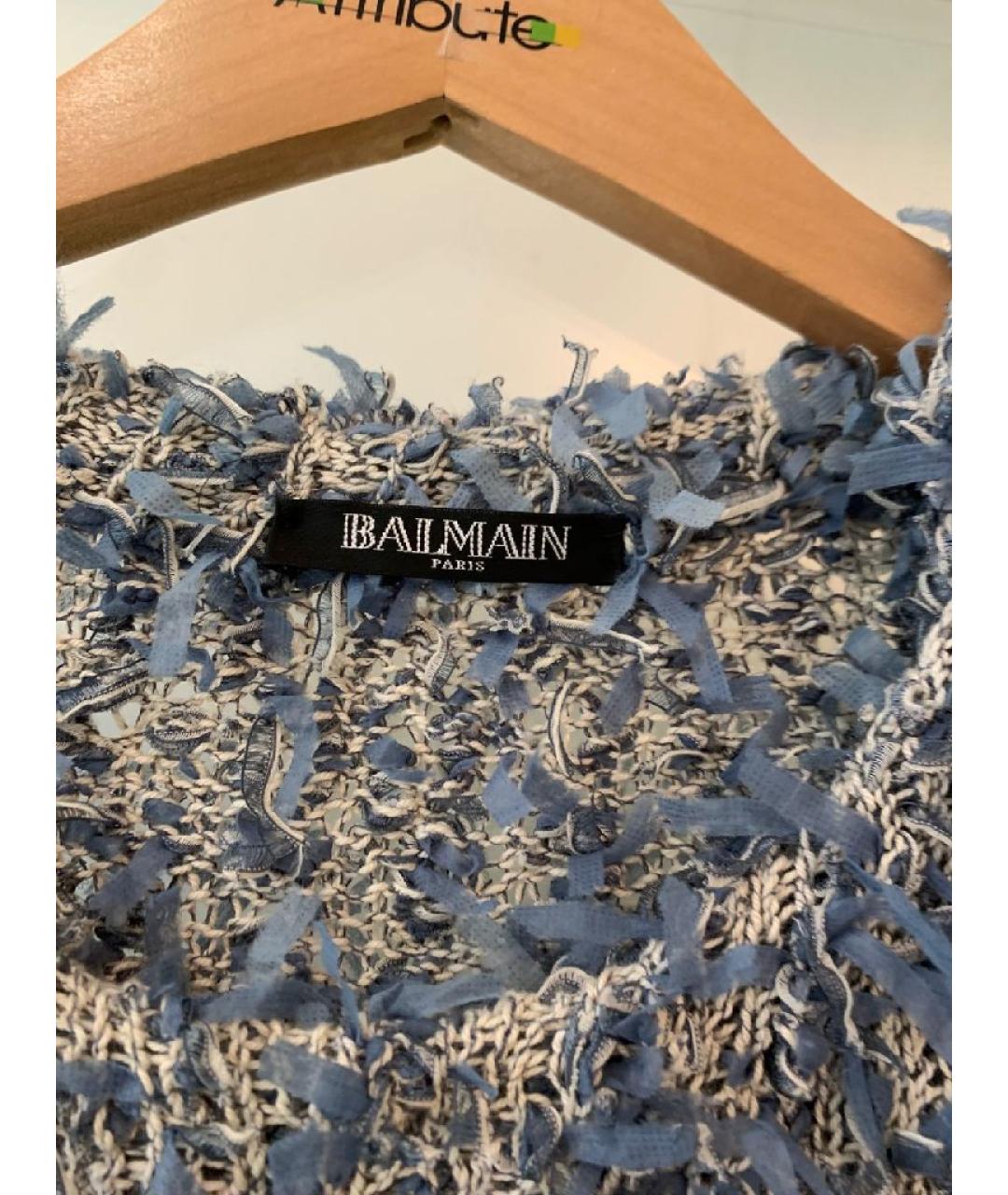 BALMAIN Голубой хлопковый джемпер / свитер, фото 4