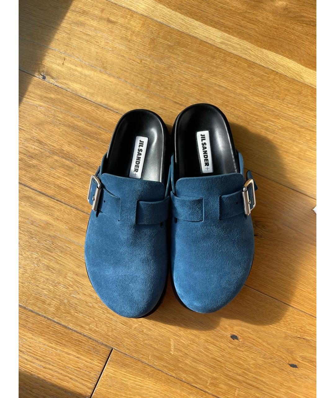 JIL SANDER Синие замшевые сабо, фото 3