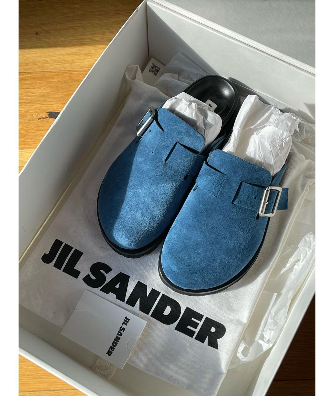 JIL SANDER Синие замшевые сабо, фото 5