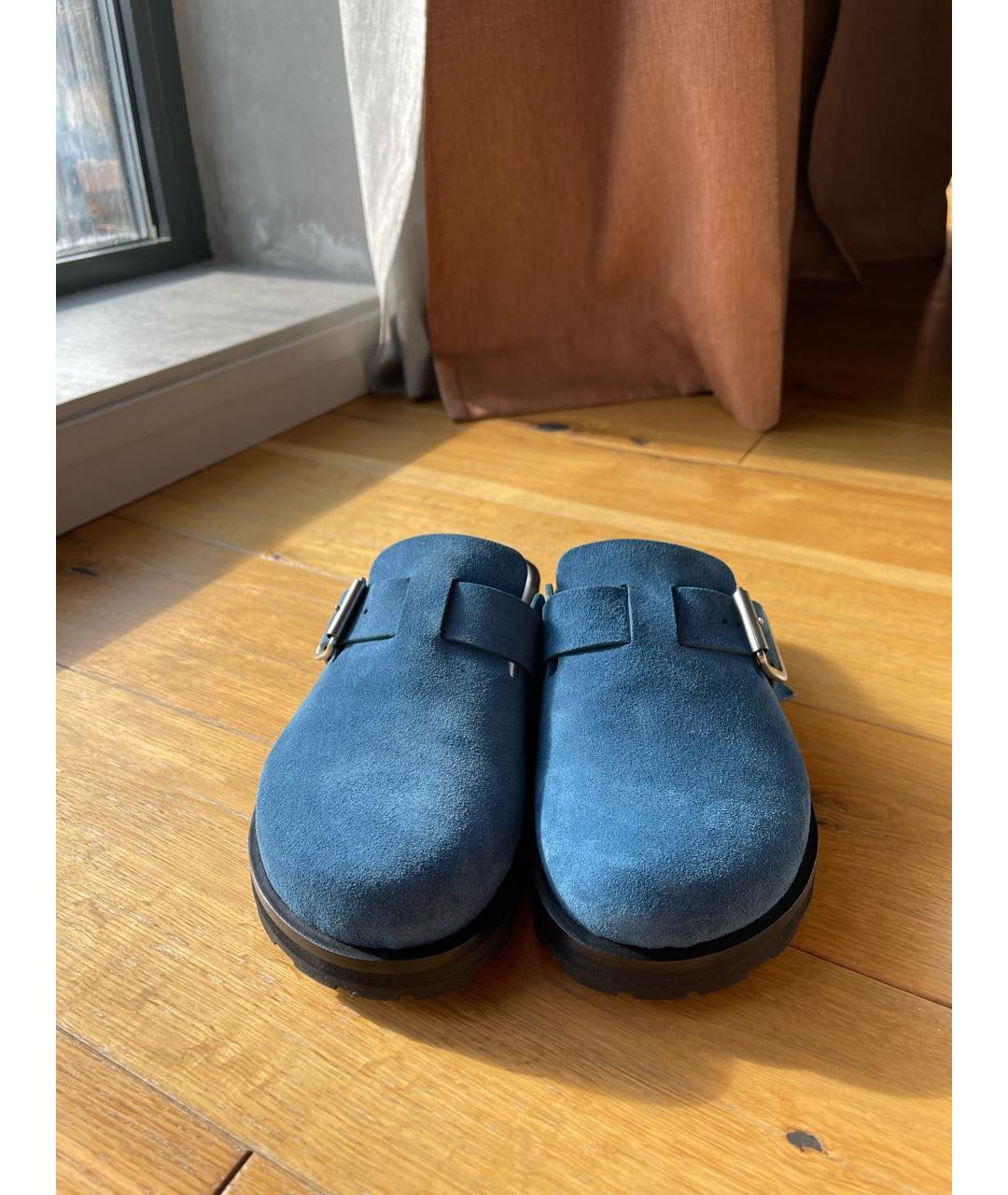 JIL SANDER Синие замшевые сабо, фото 2