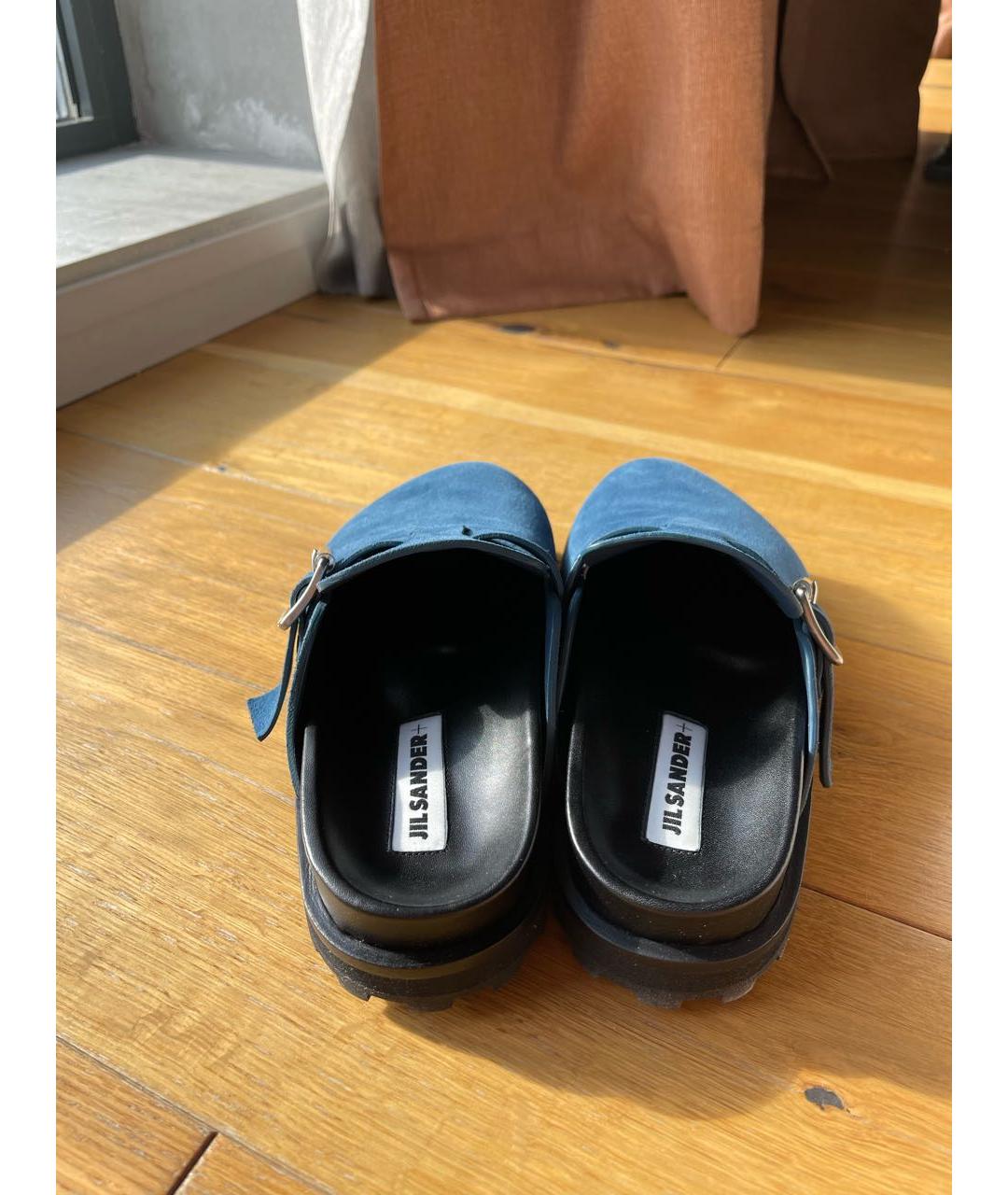 JIL SANDER Синие замшевые сабо, фото 4