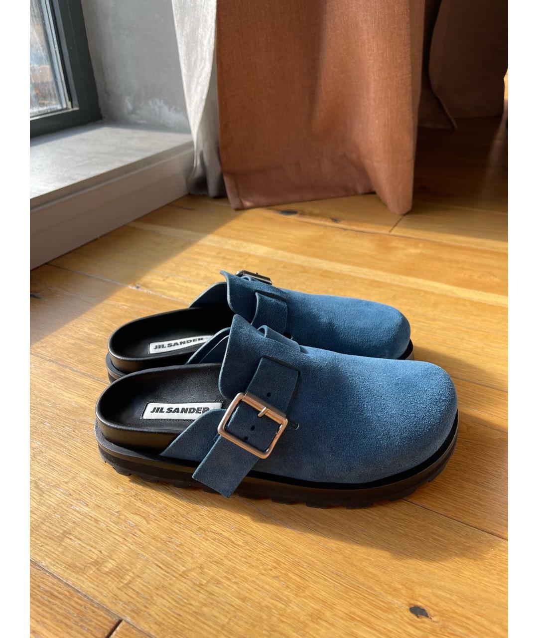 JIL SANDER Синие замшевые сабо, фото 8
