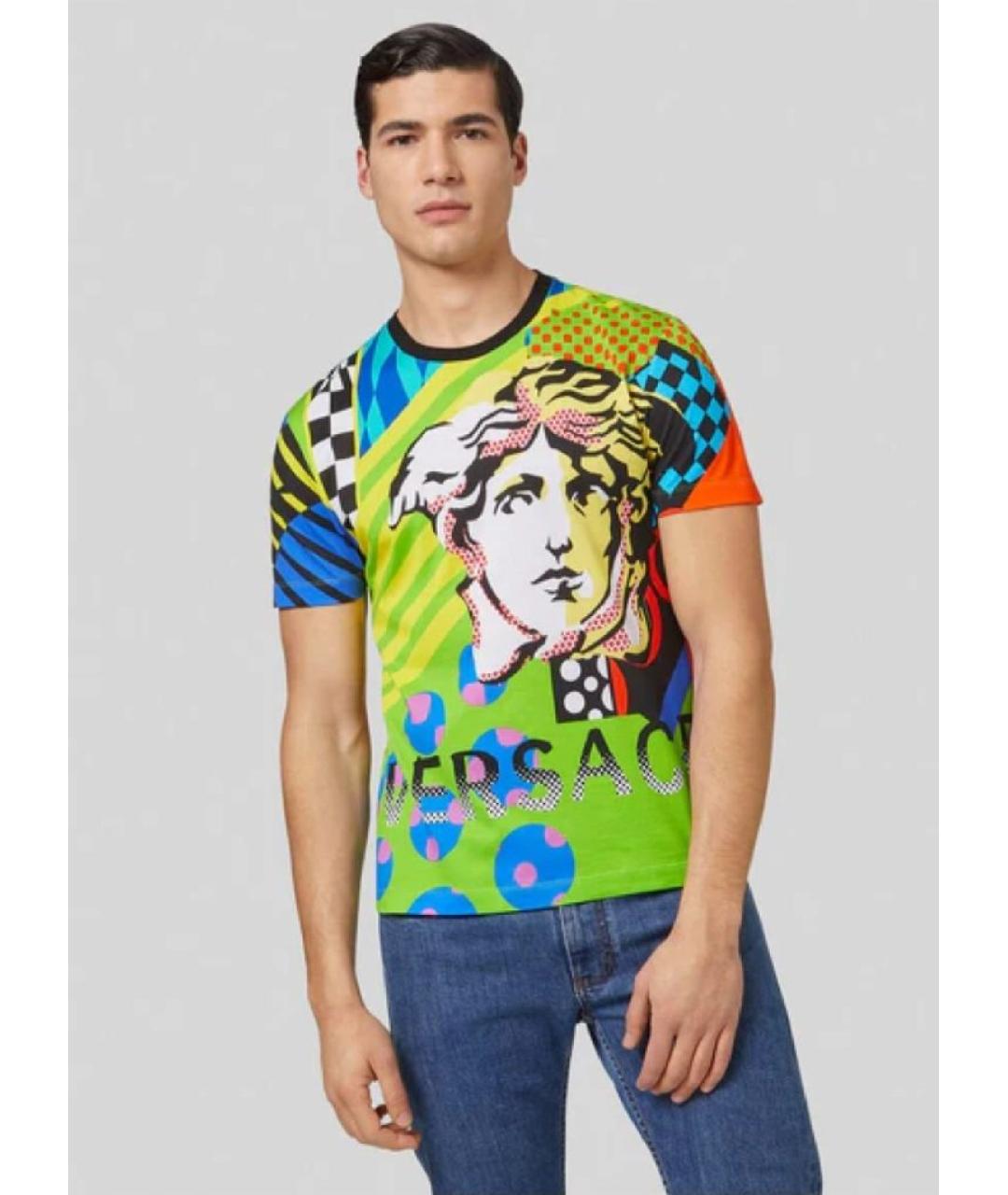 VERSACE Мульти хлопковая футболка, фото 9
