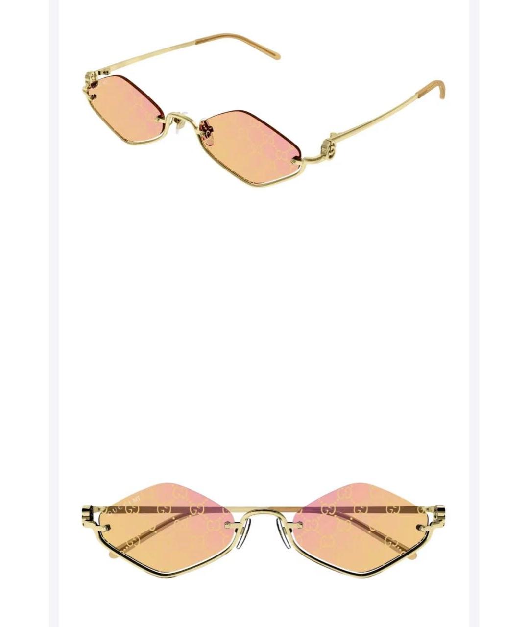 GUCCI Золотые металлические солнцезащитные очки, фото 2